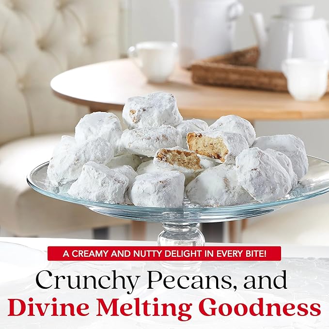 David's Cookies Gourmet Butter Pecan Meltaway Round Tin with Crunchy Pecans and Powdered Sugar, All-Natural Ingredients, Kosher, Ideal Present for Special Occasions, 64 Oz (2 Pack)