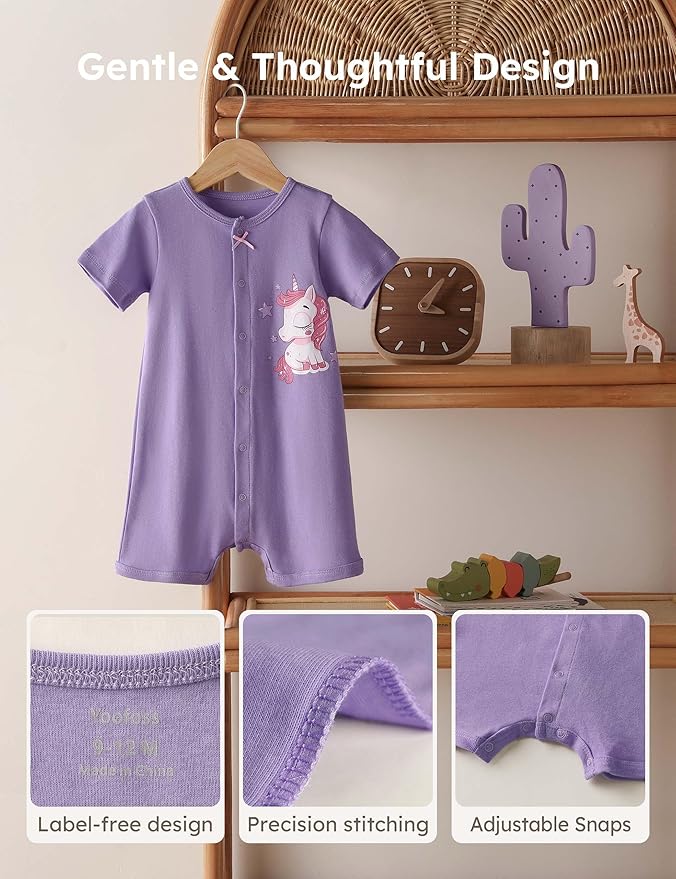 Yoofoss Baby Boy and Girl Romper 0-12 Months 100% Organic Cotton