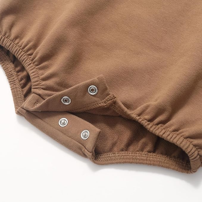 Bafeicao Baby Boy Girl Sweatshirt Romper Organic Cotton Solid Color Long Sleeve Bubble Romper Oversized Warm Fall Winter