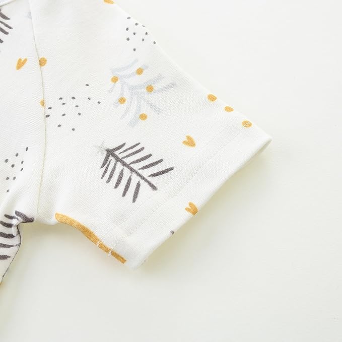 Baby Boy Girl Romper Short Sleeve 100% Cotton Bodysuit Outfits 2 Way Zipper Jumpsuit