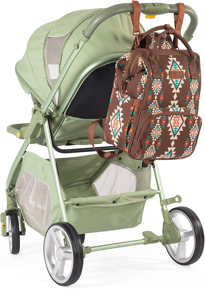 Wrangler Diaper Bag Backpack Aztec Travel Backpack Purses Western Multi-Function Baby Bags for Mom with Waterproof Insulated Pockets