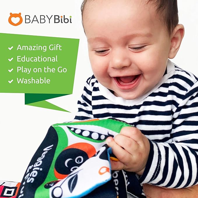 Cloth Books (Set of 6). High Contrast Soft Books. Black and White Images Encourage Infant Development – Suitable for Babies and Toddlers from 3 Months