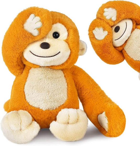 iPlay, iLearn Baby Monkey Stuffed Animal, 12" Infant Soft Hide Seek Soft Plush Toy, Newborn Babies First Birthday Gift, Cute Easter Basket for 0 3 6 9 12 Month, 1 2 3 Year Old Toddlers Girl Boy Kid