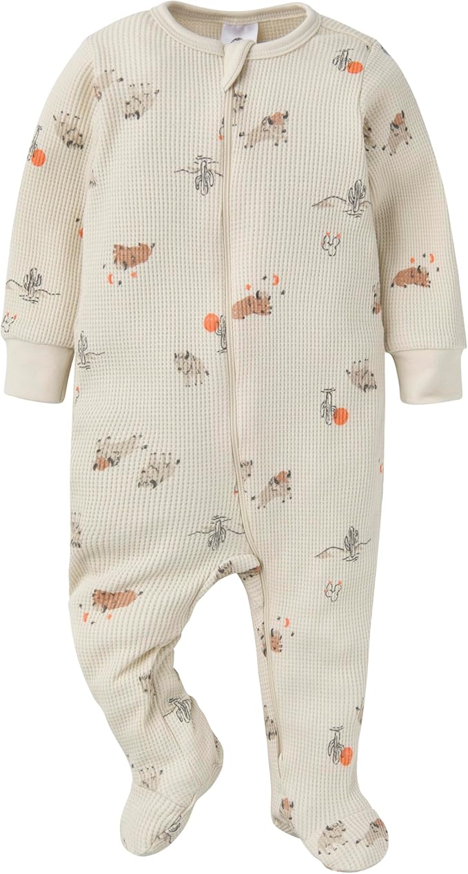 Gerber baby-girls 2-pack 2-way Zip Thermal Footed Sleep 'N Play