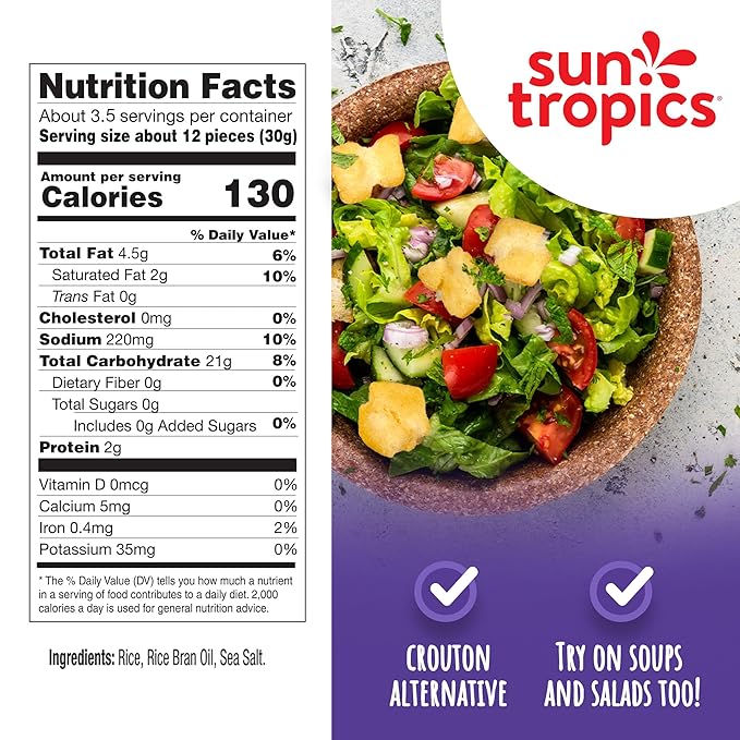 Sun Tropics Mochi Snack Bites, Sea Salt Flavor- 3.5 oz (6 Pack) | Crispy Crunchy Mochi Bites, Rice Nuggets | Mochi Puff Rice Crackers- Gluten Free & Dairy Free- No MSG Added | Asian Rice Snacks