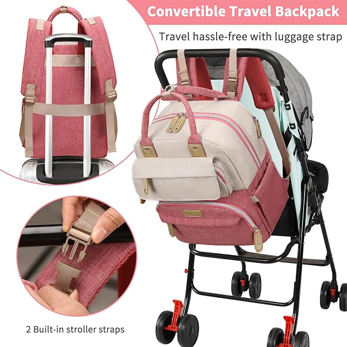 Diaper Bag Backpack, Baby Girl Diaper Bag, Large Diaper Bag Backpack Gift for Girls, Baby Diper Backpack for Travel with Insulated Pockets and Stroller Straps