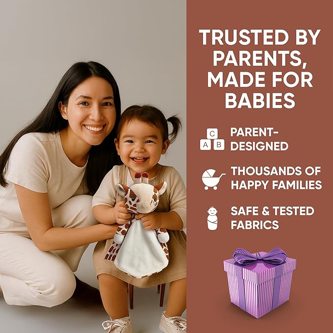 Love By Emi Baby Music Lovey Brown Giraffe, Baby Sleep Soother for Crib & Cuddle Bedtime, White Noise with Heartbeat & Lullaby, Plush Sound Machine Toy, Stuffed Animal for Newborns, Infants & Toddlers