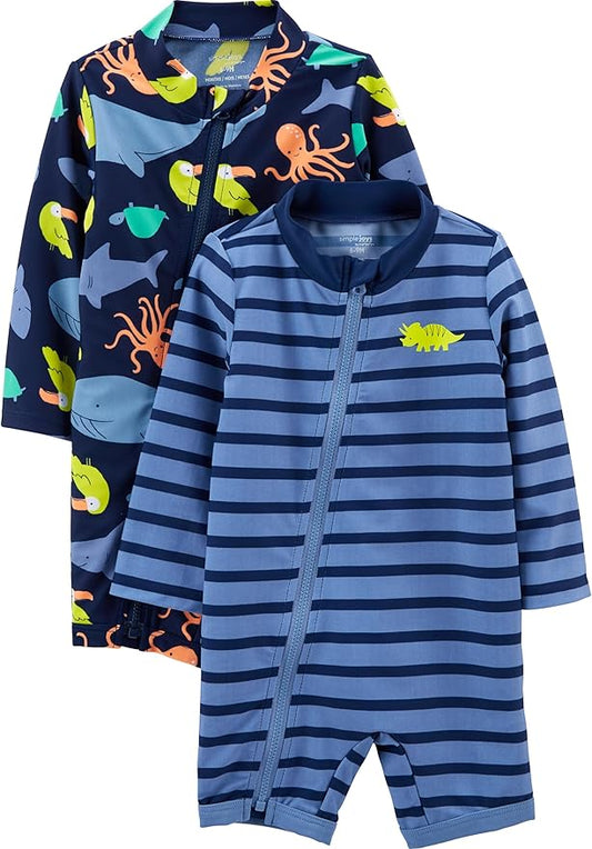 Simple Joys by Carter's Baby-Boys 2-Pack 1-Piece Zip Rashguards