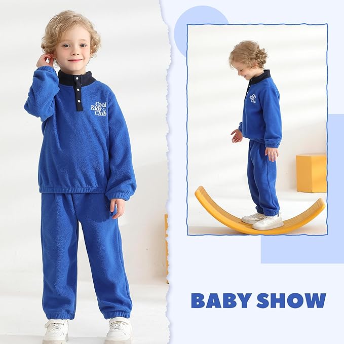 YOUNGER TREE Toddler Boy Girl Clothes Fleece Fall Winter Outfit Baby Long Sleeve Button Sweatshirt and Pants Sweatsuits Set