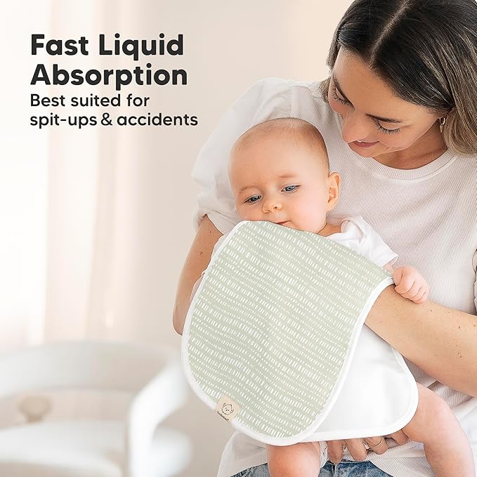 Organic Burp Cloths Baby Boy & Girl - 5-Pack Super Absorbent Cotton Burping Cloths for Babies, Soft & Plush Newborn Spit Up Rags, Infant Towels for Milk Spit Up, Unisex, Large 21" x 10" (Lunaris)