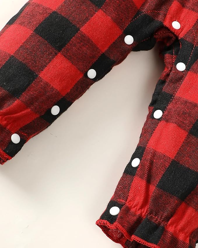 Newborn Infant Baby Girl Clothes Fall Winter Plaid Long Sleeve Jumpsuit One Piece Romper Bodysuit Baby Overalls Outfits