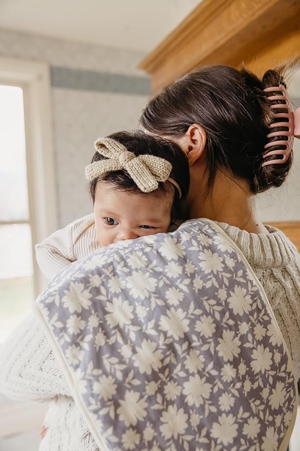 Copper Pearl Premium Baby Burp Cloths - 3-Pack Large Cotton Burp Cloths, Extra Soft Spit Up Rags with 3 Absorbent Layers, Perfect for Baby Boy and Baby Girl Gifts (21" x 10" Size, Lacie Set)