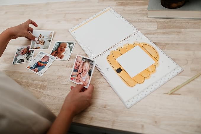 Lucy Darling Baby Memory Book – Honey Bee | Luxury Baby First Year Book & Photo Album | Gender Neutral Keepsake Journal for Milestones, Memories & Photos | Thoughtful Pregnancy Gift