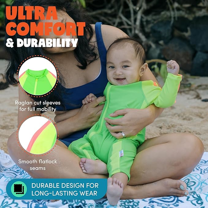 SwimZip Boys' Long-Sleeve UPF 50+ Swimsuit for Baby, Toddler, & Little Boys