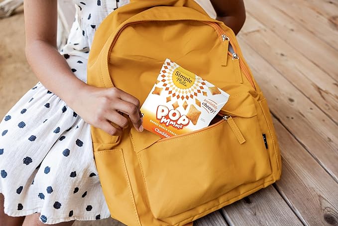 Simple Mills Pop Mmms Cheddar Baked Snack Pack Crackers, Gluten Free, 8 Pack (Pack of 2)