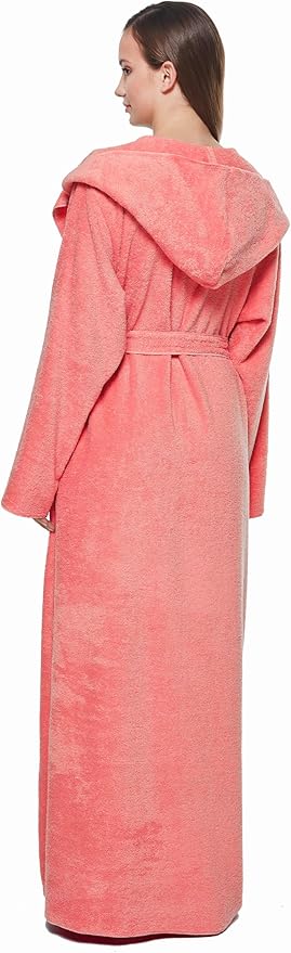 Arus Women's Princess Robe Ankle Long Hooded Lightweight Turkish Cotton Bathrobe