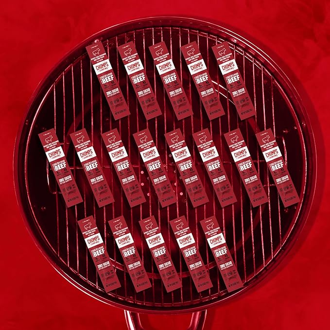 Chomps Snack Size Grass-Fed and Finished Smoky BBQ Beef Jerky Snack Sticks 0.5oz 24-Pack - Keto, Paleo, Whole30, 4g Lean Meat Protein, Gluten-Free, Zero Sugar Food, Non-GMO Chomplings