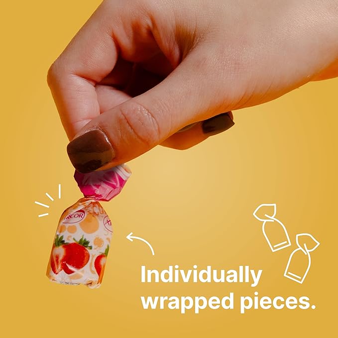 Assorted Fruit Hard Candy Individually Wrapped by Cambie, 4 lbs of Fruit Candy with a Deliciously Sweet Hard Exterior with a Soft, Decadent Filled Center