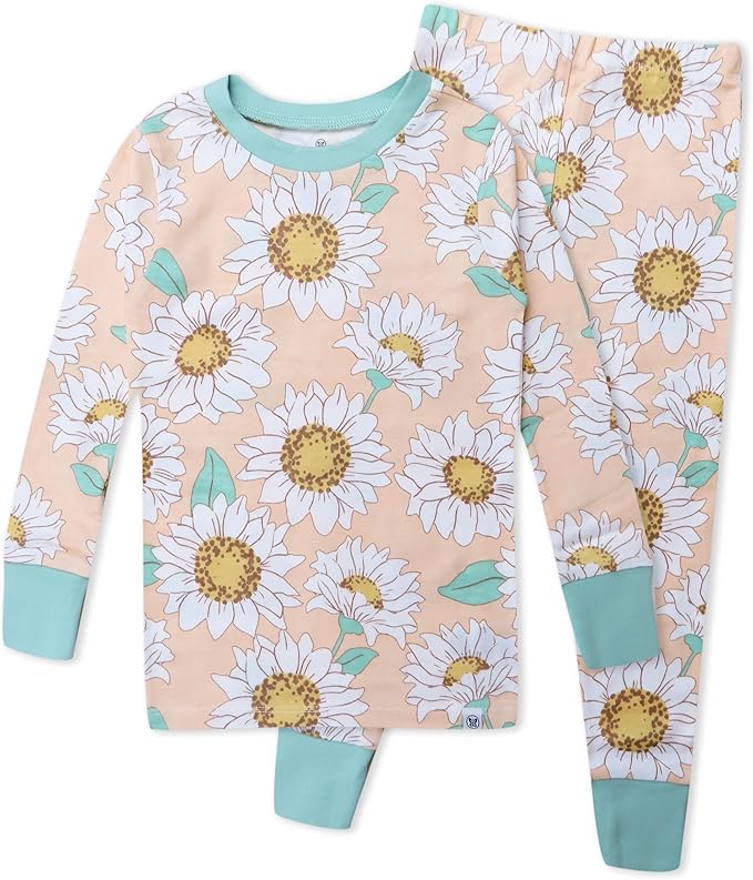 HonestBaby baby-girls 2-piece Pajamas Sleepwear Pjs 100% Organic Cotton for Baby, Toddler, Kids, Girl