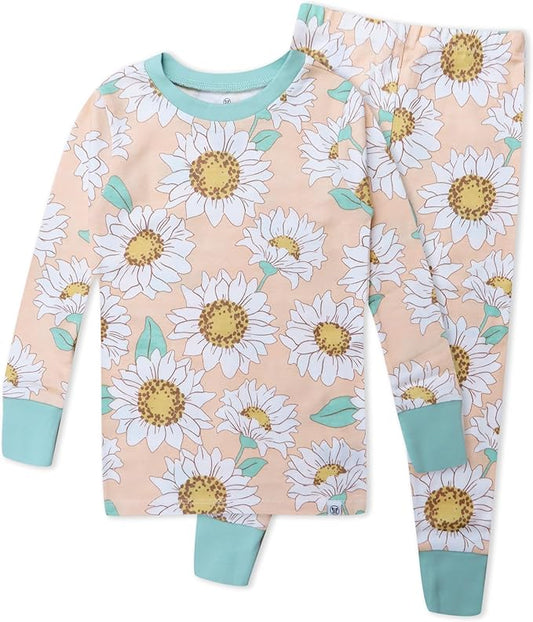 HonestBaby baby-girls 2-piece Pajamas Sleepwear Pjs 100% Organic Cotton for Baby, Toddler, Kids, Girl