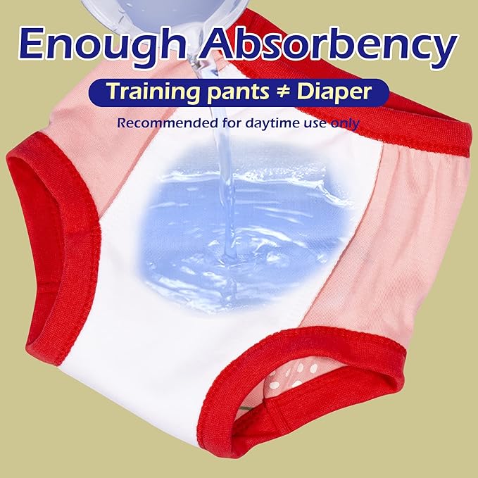 BIG ELEPHANT Potty Training Underwear - 10 Pack, 100% Cotton Absorbent Unisex Toddler Pee Pants for Boys Girls