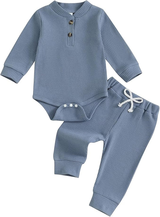 CIYCUIT Newborn Baby Boy Clothes Ribbed Knit Long Sleeve Bodysuit Pants 2-Piece Fall Winter Outfits