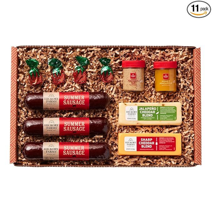 Hickory Farms Savory & Sweet Farmhouse Meat and Cheese Gift Basket (Small) - Box Set | Charcuterie Board Food | Summer Sausage | Father's Day | Mother's Day | Easter | Christmas | Holiday | Housewarming | Gourmet | Sympathy | Care Package