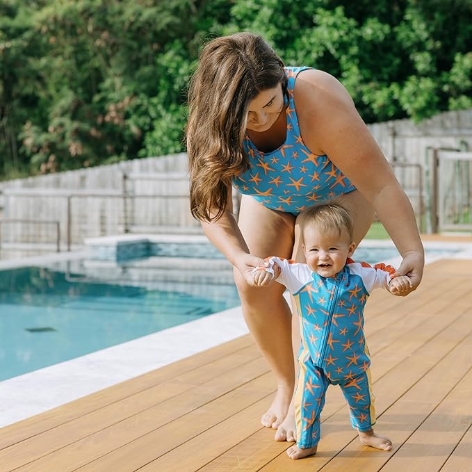 SwimZip Boys' Long-Sleeve UPF 50+ Swimsuit for Baby, Toddler, & Little Boys