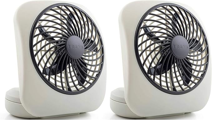 O2COOL Treva 5 Inch Battery Powered Fan Portable Desk Fan 2 Cooling Speeds with Compact Folding & Tilt Design Cubicle Accessories Small Portable 2 Pack (Grey)