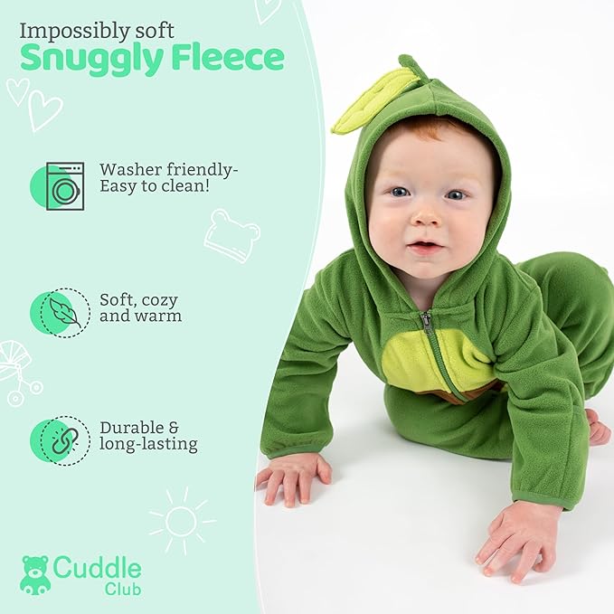Cuddle Club Fleece Baby Bunting Bodysuit with Hood, Convertible Mittens & Booties, Car Seat Friendly, Soft & Warm, Easy Zip