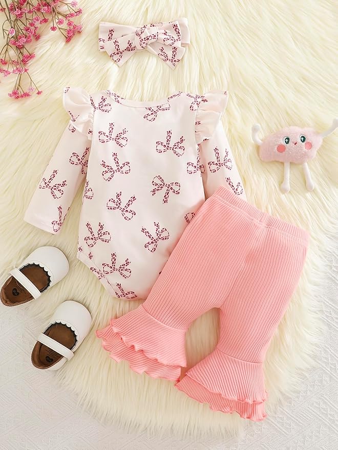 Baby Girl Clothes Newborn Infant Outfits Cute Summer Clothes Spring Romper Set+Hat+Headband