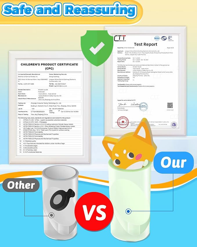 Benresive Wooden Toddler Puzzles, 4pcs Animal Montessori Toys for 1-3 Year Old Boys & Girls, Learning Educational Preschool Toys, Great Gifts for 1 2 3 Year Olds