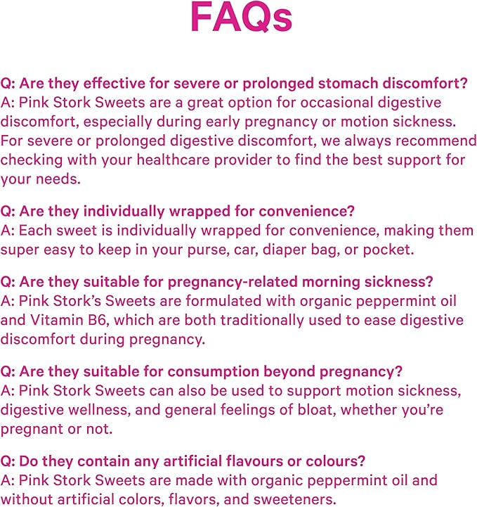 Pink Stork Organic Ginger Raspberry Sweets with Vitamin B6 for Morning Sickness and Motion Sickness, Added Ginger & Vitamin B6, 1st Trimester Pregnancy Must Haves - 30 Wrapped Candies
