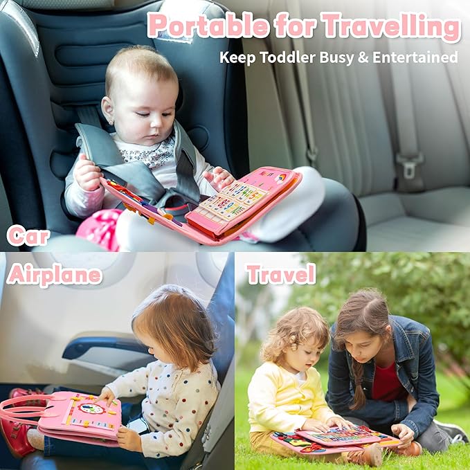 Preschool Learning Board for Toddlers 2-4, Montessori Busy Books for 1-4 Years, Sensory Busy Board for Travel Gift (Mermaid)