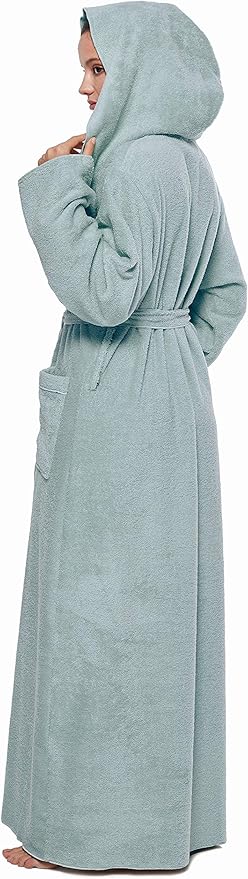 Arus Women's Princess Robe Ankle Long Hooded Lightweight Turkish Cotton Bathrobe