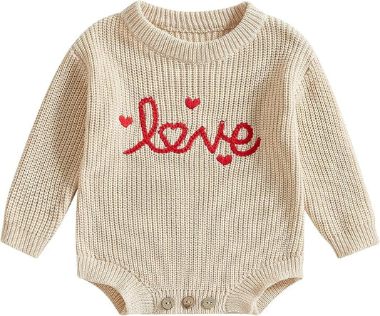 FYBITBO Baby Girl Boy Sweater Knit Oversized Pullover Sweatshirt Romper Onesie Warm Fall Winter Clothes Outfit Newborn