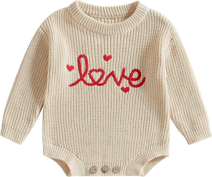 FYBITBO Baby Girl Boy Sweater Knit Oversized Pullover Sweatshirt Romper Onesie Warm Fall Winter Clothes Outfit Newborn