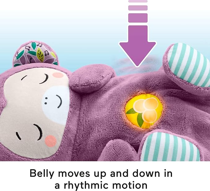 Fisher-Price Baby Toy Soothe ‘n Snuggle Purple Monkey Plush Portable Sound Machine with Breathing Motion & Lights for Newborns Ages 0+ Months