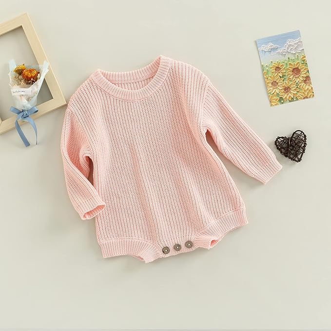 FYBITBO Baby Girl Boy Sweater Knit Oversized Pullover Sweatshirt Romper Onesie Warm Fall Winter Clothes Outfit Newborn