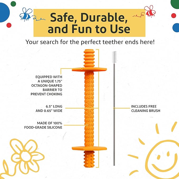 Hollow Teething Tubes - Baby Teething Toys for Babies 0-6 Months, Teething Toys for Babies 6-12 Months - Baby Teether, Teething Straws, Teething Sticks (4 Pack)