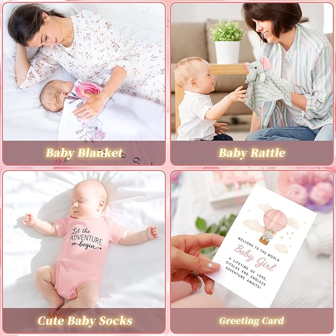 New Mom Gifts & Baby Girl Gift Set for Newborn,Baby Girl Gift Basket with Baby Milestone Blanket,Pregnancy Gifts for Expecting Mom,New Mom Care Package After Baby, Pregnancy Gifts for Women and Baby
