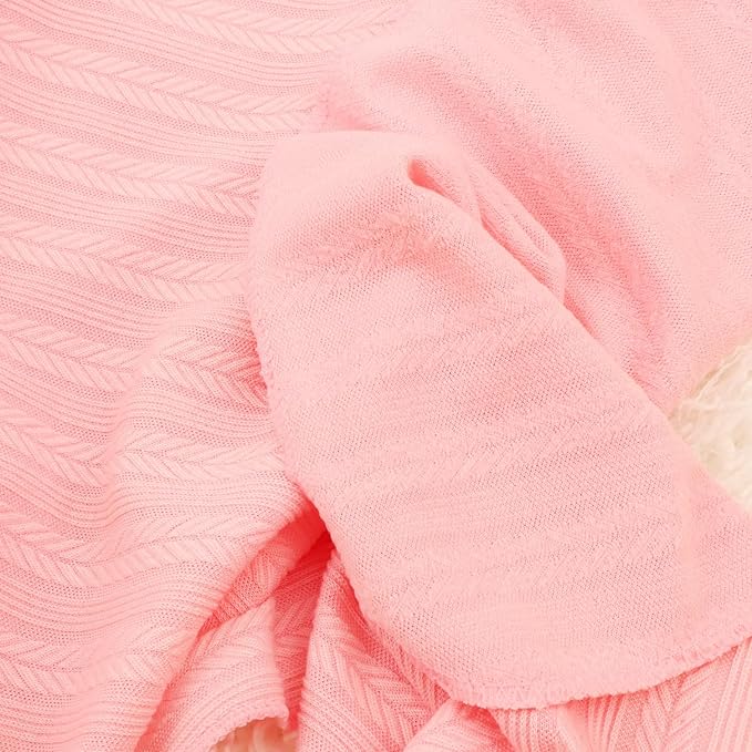 Newborn Receiving Blanket with Bow Hat Headband Wooden Card Set Wheat-Pattern Newborns Toddler Baby Boy Girl Nursery Swaddle Wrap