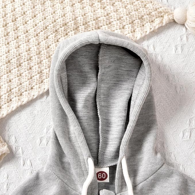 Unutiylo Unisex Baby Boys Girls Long Sleeve Infant Baby Zipper Hooded Jumpsuits Romper Loose Outfit Clothes