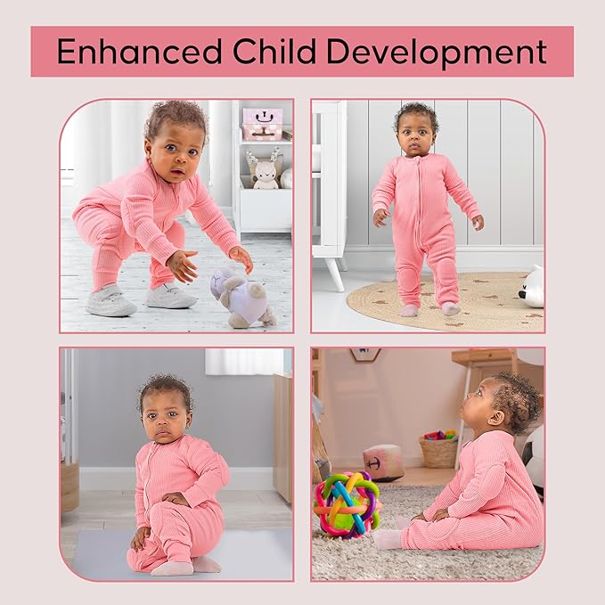 Premium Baby Romper Onesie - 100% Cotton, Double Zipper, Knee & Elbow Pads Extra Safety with Peace of Mind