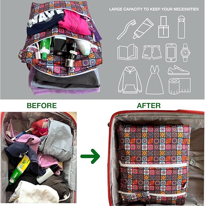 FLOCK THREE 3D Waterproof and Washable Wet Bag Luggage Organiser for Travel storage Stroller Daycare Baby Diapers Yoga Beach Pool Swimsuits Luggage Packing for Travel Accessories (Flower01)