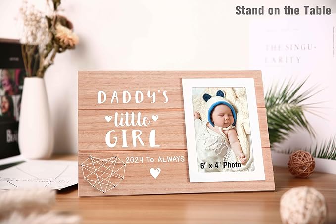 Father's Day Gift for Dad-First Father's Day Present for Dad-Birthday Christmas Gifts for Papa Daughter-New Daddy Picture Frame-Daddy's Little Girl,2024 to Always-Baby Present Shower-Photo Frame