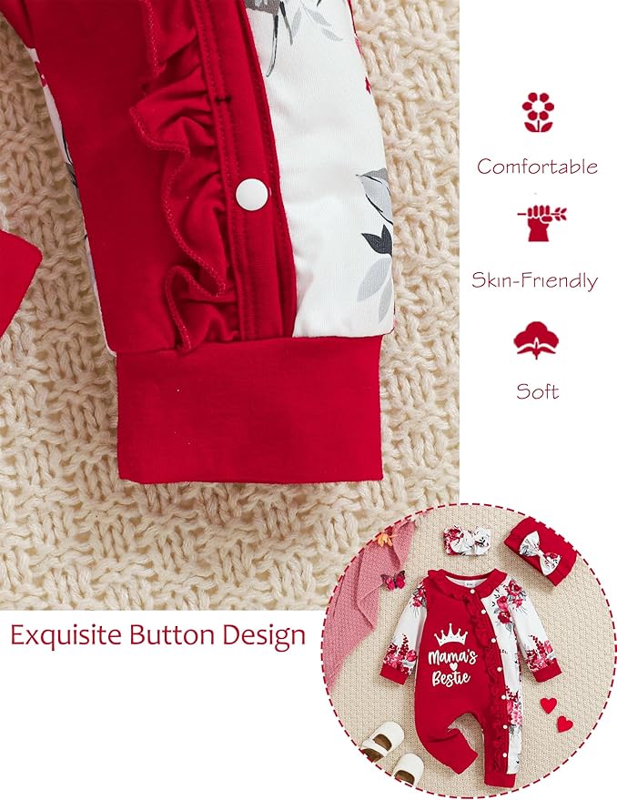 Preemie Newborn Baby Girl Clothes Infant Fall Winter Outfits Letter Floral One-Piece Romper+Jumpsuit