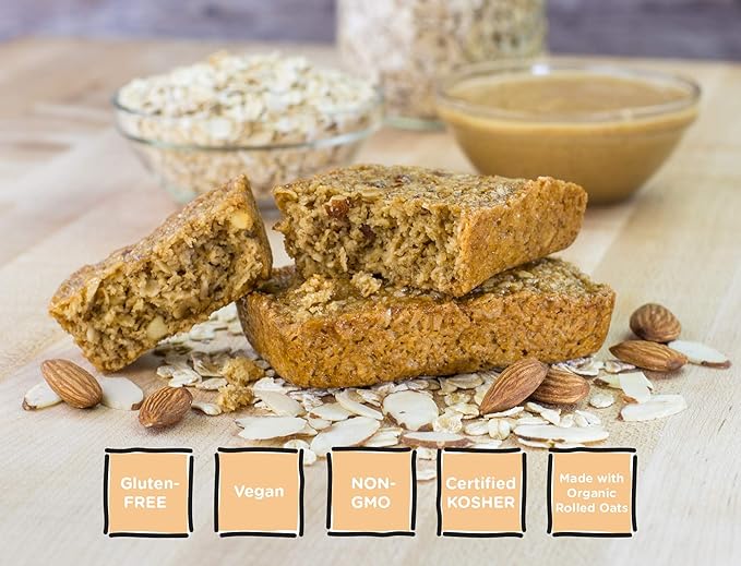 Bobo's Oatmeal Bars, Almond Butter, Gluten Free Vegan Whole Grain Oat Bars, Pack of 12
