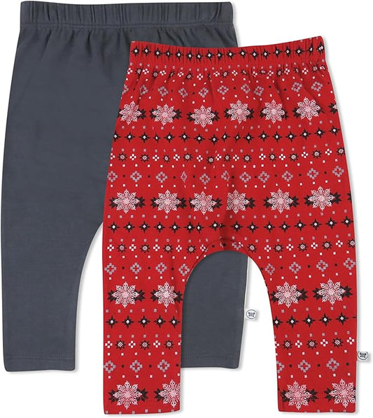 HonestBaby Unisex-Baby Multipack Harem Pants Roomy Fit Pull on Bottoms 100% Organic Cotton for Baby Boys, Girls