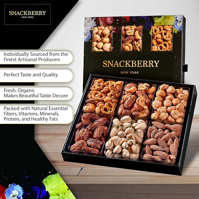 Holiday Mixed Nuts Gift Basket, in Elegant Drawer Gift Box, Gift Set for Easter Day, Birthday Party, Sympathy, Healthy Gift Snack Box for Men and Women. Kosher - Snackberry
